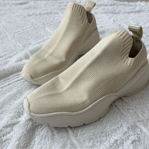 H&M Cream/Beige Sock Slip-On Women's Sneakers